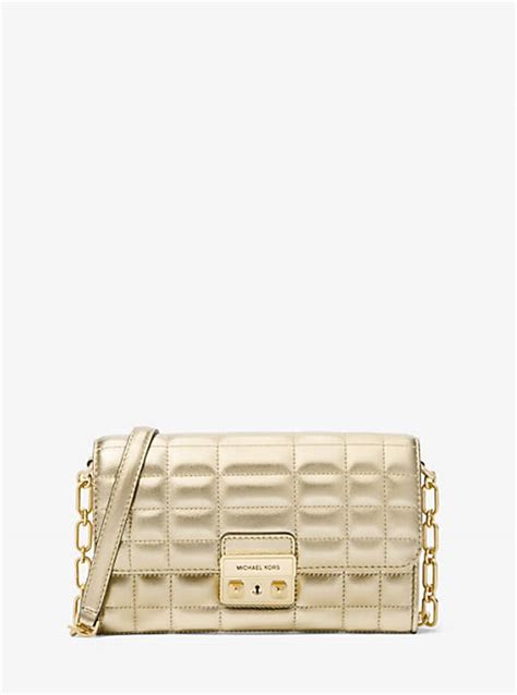 13049289 michael kors|Tribeca Large Metallic Leather Convertible Crossbody Bag.